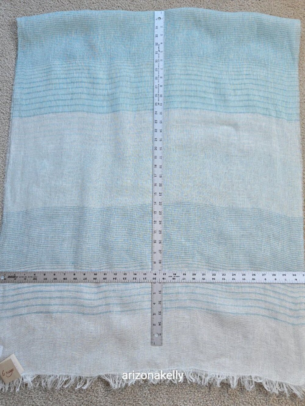 NWT Linen Scarf Blue and White Stripe Le Nuage Italy - Picture 5 of 13